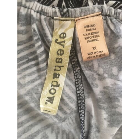 EYESHADOW Women's 3X Black White Print Pullover Tank Top Criss Cross Back - Picture 7 of 9